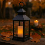 Euro souvenirs Prémium Lámpás 24 cm LED világtással, elemes fekete (ES07563)