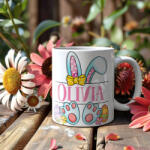 Deconline Crafts Húsvéti bögre "Nyuszilány" egyedi névvel, fehér, kerámia (DO133001-CERAMIC-MUG)