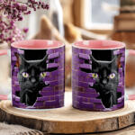 Deconline Crafts Halloween mintás bögre HD "Black Cat" rózsaszín (DO126116-PINK-MUG)
