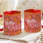 Deconline Crafts Őszi mintás bögre 3D pufi hatású "Hello Fall" red (DO126103-RED-MUG)