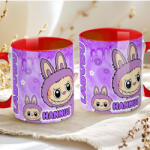 Deconline Crafts Egyedi neves "Labubu lila" bögre személyre szabható piros (DO69363-LILA-RED-MUG)