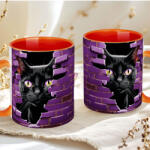 Deconline Crafts Halloween mintás bögre HD "Black Cat" Narancs (DO126116-ORANGE-MUG)