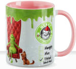 Deconline Crafts Grincses karácsonyi bögre "Merry Grinchmas" pufi hatású rózsaszín bögre (DO129210-PINK-MUG)