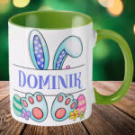 Deconline Crafts Húsvéti bögre "Nyuszi fiú" egyedi névvel, zöld, kerámia (DO133002-GREEN-MUG)