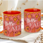 Deconline Crafts Őszi mintás bögre 3D pufi hatású "Hello Fall" Narancs (DO126103-ORANGE-MUG)