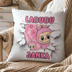 Deconline Crafts Egyedi neves Rózsaszín Labubu párnahuzat személyre szabható 40 cm (DO69363-PILLOW)