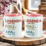 Deconline Crafts Apák napi bögre "Legenda Apa" Személyre szabható, rózsaszín, kerámia (DO133018-PINK-MUG)