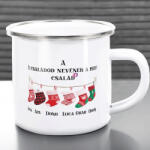 Deconline Crafts Egyedi neves karácsonyi bögre "Harisnyás család" 360 ml zománcozott fém Full HD (DO129202-ALU-MUG)