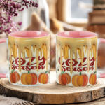 Deconline Crafts Őszi mintás bögre 3D pufi hatású "Cozy Season" rózsaszín (DO126105-PINK-MUG)