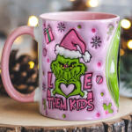 Deconline Crafts Grincses karácsonyi bögre "Love them kids" pufi hatású rózsaszín bögre (DO129187-PINK-MUG)