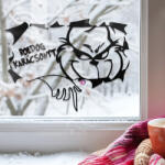 Deconline Crafts XL Karácsonyi ablakmatrica Grincses "Boldog karácsonyt" 48 cm fekete (DO120049-BK)