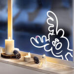 Deconline Crafts Karácsonyi ablakmatrica Szarvas 30cm Fehér (DO120058-WH-30)