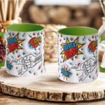 Deconline Crafts Apák napi bögre "Super Dad, Max 5 gyerek" Személyre szabható, zöld, kerámia (DO133013-GREEN-MUG)