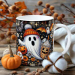 Deconline Crafts Őszi mintás bögre "Cuki szellem shake-kel (DO126156-CERAMIC-MUG)