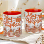 Deconline Crafts Őszi mintás bögre 3D pufi hatású "Hey Pumpkin" Narancs (DO126110-ORANGE-MUG)