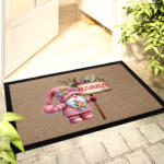 Deconline Crafts Egyedi neves karácsonyi Lábtörlő 60x40 cm "Rózsaszín karácsonyi manó" színes HD (DO129204-Doormat-60x40)