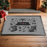 Deconline Crafts Egyedi neves karácsonyi Lábtörlő 60X40 cm "Candy Christmas"szürke, fekete (DO129196-doormat-GR)