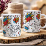 Deconline Crafts Apák napi bögre "Super Dad, Max 5 gyerek" Személyre szabható, fehér, kerámia (DO133013-CERAMIC-MUG)