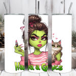 Deconline Crafts Egyedi feliratos termosz pohár 600ml "Grincs lány cicával" HD tumbler (DO129213-600ML)