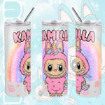 Deconline Crafts Személyre szabható "Labubu Rainbow" fém Termosz / tumbler egyedi névvel 600 ml (DO69364-TUMBLER-600)