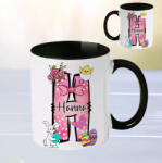 Deconline Crafts Húsvéti bögre "Monogramos" egyedi névvel, fekete, kerámia (DO133009-BLACK-MUG)