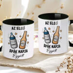 Deconline Crafts Apák napi bögre "Első apák napja" Személyre szabható, fekete, kerámia (DO133020-BLACK-MUG)