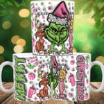 Deconline Crafts Grincses karácsonyi bögre 3D pufi hatású "Merry Christmas pink (DO129147)