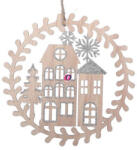 Decoration & Design Fali dekor házakkal akasztós fa 29, 5x29, 5cm natúr, ezüst (269490)