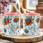 Deconline Crafts Apák napi bögre "Super Dad, Max 5 gyerek" Személyre szabható, rózsaszín, kerámia (DO133013-PINK-MUG)