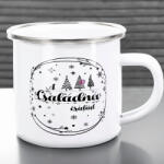 Deconline Crafts Egyedi neves karácsonyi bögre "Személyre szabható névvel" 360 ml zománcozott fém Full HD (DO129220-ALU-MUG)