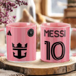Deconline Crafts Prémium Inter Miami Bögre személyre szabható, egyedi névvel 330ml Rózsaszín bögre "Messi (DO69358-PINK-MUG)