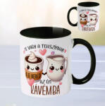Deconline Crafts Szerelmes bögre "Te vagy a tejszínhab a kávémba" egyedi névvel, fekete, kerámia (DO133011-BLACK-MUG)
