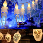 Koopman Halloweeni csontváz/koponya fényfüzér elemes 10 LED 1, 2 m 2xAA (AMZ900010)