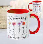 Deconline Crafts Anyák napi bögre "Anya kertje" egyedi névvel, piros, kerámia (DO133006-RED-MUG)