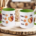 Deconline Crafts Apák napi bögre "3D kezek, Max 5 gyerek" Személyre szabható, zöld, kerámia (DO133022-GREEN-MUG)