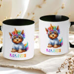 Deconline Crafts Egyedi neves Unikornis kutya bögre választható kutyafajtával személyre szabható fekete (DO133030-BLACK-MUG)