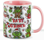 Deconline Crafts Grincses karácsonyi bögre "bébi Grincs" pufi hatású rózsaszín bögre (DO129207-PINK-MUG)