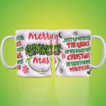 Deconline Crafts Grincs mintás karácsonyi bögre 3D pufi hatású "Pink Grinchmas (DO129119)