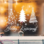 Deconline Crafts Karácsonyi ablakmatrica Boldog Karácsonyt - fenyő 48 cm fehér (DO120061-WH-48)