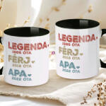 Deconline Crafts Apák napi bögre "Legenda Apa" Személyre szabható, fekete, kerámia (DO133018-BLACK-MUG)