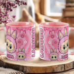 Deconline Crafts Egyedi neves Rózsaszín Labubu bögre személyre szabható rózsaszín (DO69363-PINK-MUG)