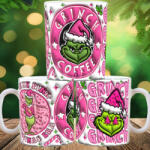 Deconline Crafts Grincses karácsonyi bögre 3D pufi hatású "Pink Christmas era (DO129146)