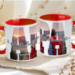 Deconline Crafts Apák napi bögre "APA fényképes, 1-5 névvel" Személyre szabható, piros, kerámia (DO133016-RED-MUG)