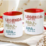 Deconline Crafts Apák napi bögre "Legenda Apa" Személyre szabható, piros, kerámia (DO133018-RED-MUG)