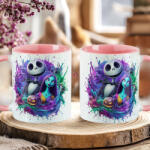 Deconline Crafts Halloween mintás bögre "Jack and Sally" rózsaszín (DO126134-PINK-MUG)