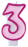 D&D Szülinapi számgyertya 6, 5cm rózsaszín 3 (SCU1-3-006)