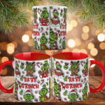 Deconline Crafts Grincses karácsonyi bögre "bébi Grincs" pufi hatású piros bögre (DO129207-RED-MUG)