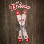 Decoration & Design Ajtódísz Síléc welcome felirattal akasztós fa 20x2x33cm fehér, piros (DD63343)