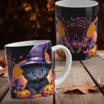 Deconline Crafts Egyedi neves halloweeni bögre "Cute cat (DO126110-CUSTOM)