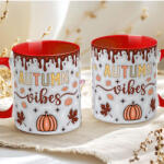 Deconline Crafts Őszi mintás bögre 3D pufi hatású "Autumn Vibes" red (DO126124-RED-MUG)
